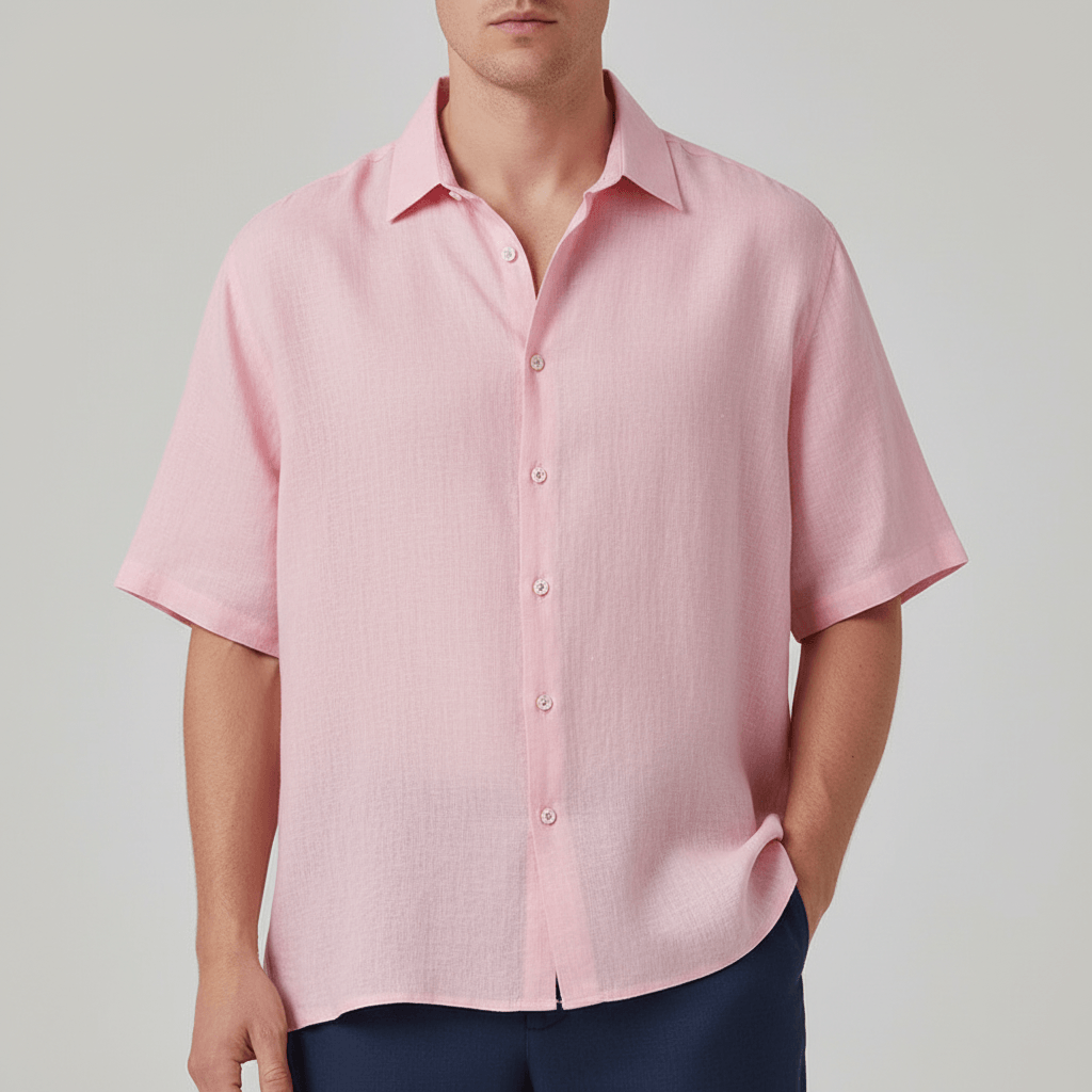 Platomer | Avslappnad linne skjorta med korta ärmar