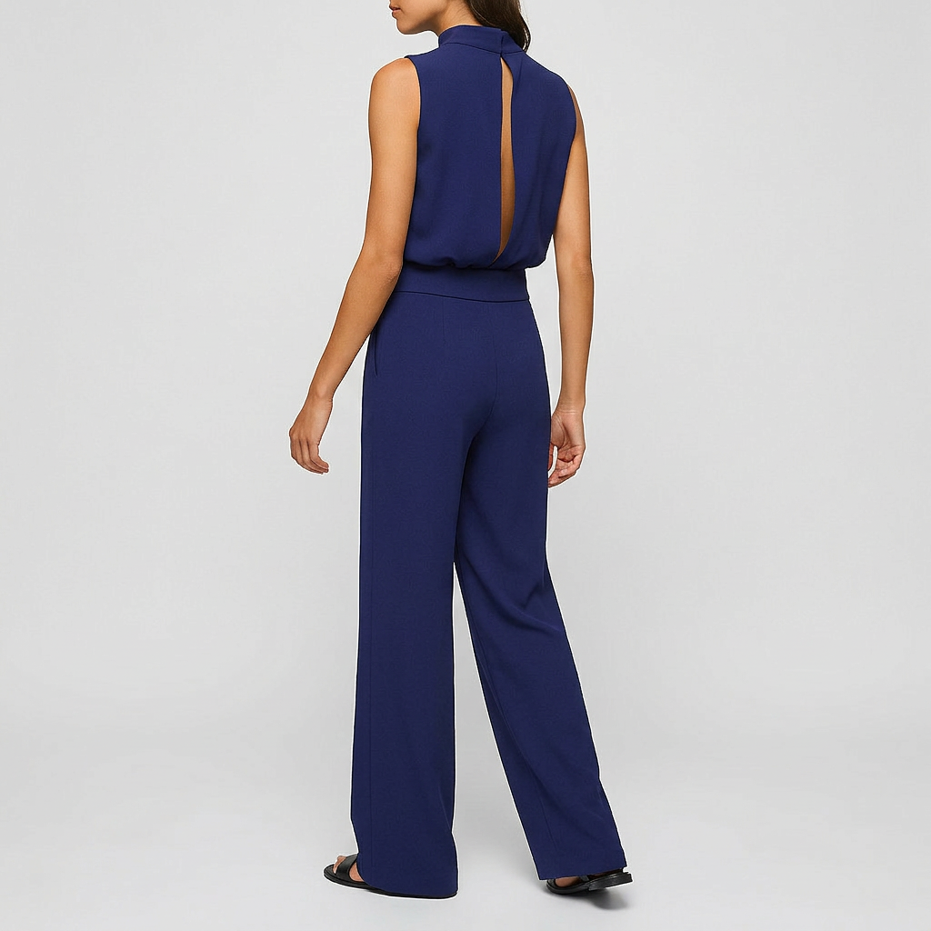 Platomer | Hög midja jumpsuit med vida ben och ärmlös stil
