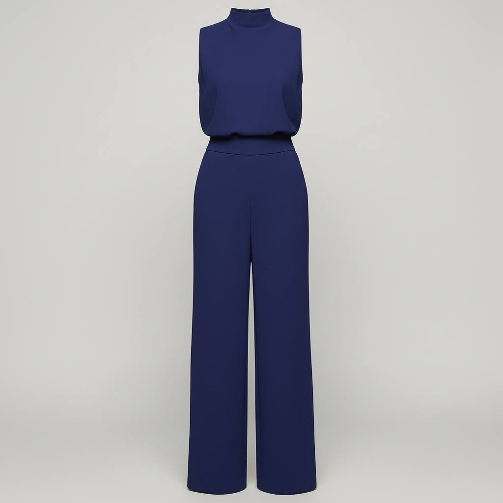 Platomer | Hög midja jumpsuit med vida ben och ärmlös stil