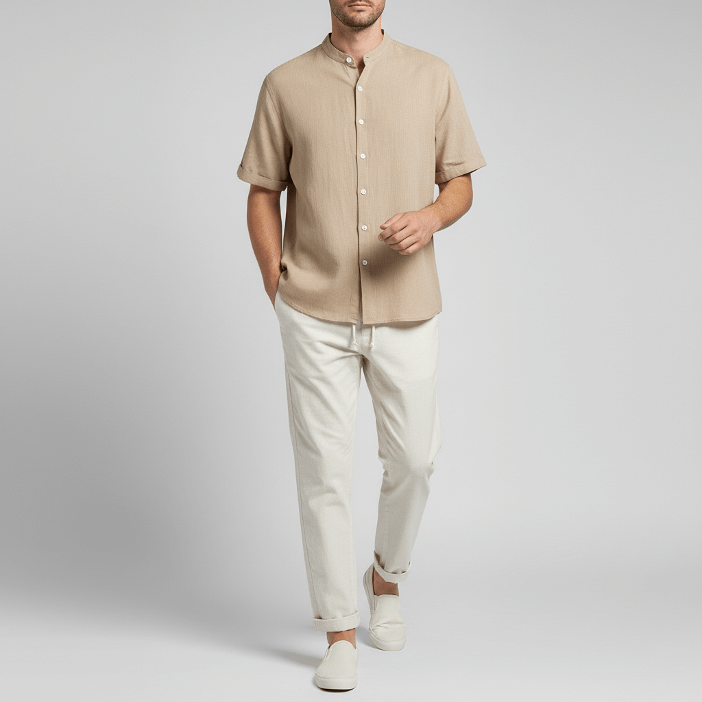 Platomer | Kortärmad skjorta med byxor i enfärgad stil