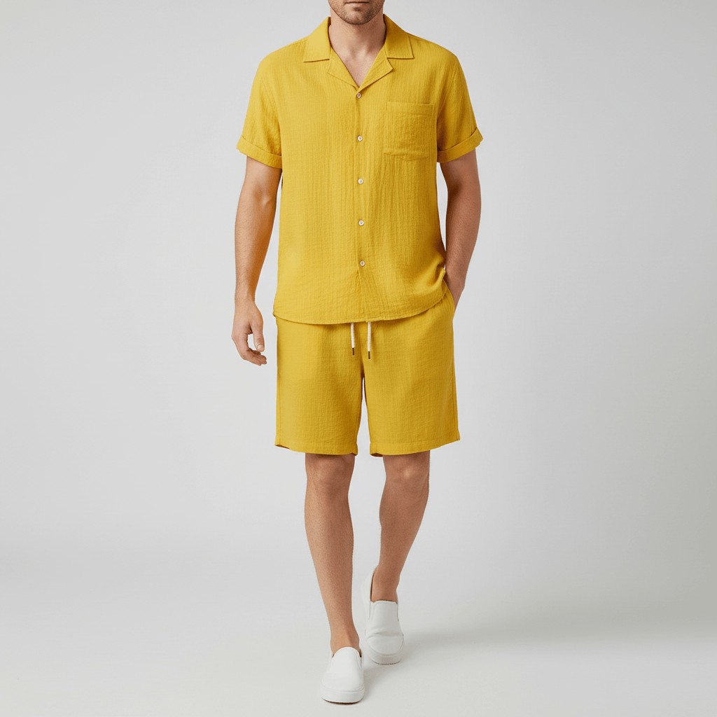 Platomer | Kortärmad skjorta och elastiska shorts sommarset