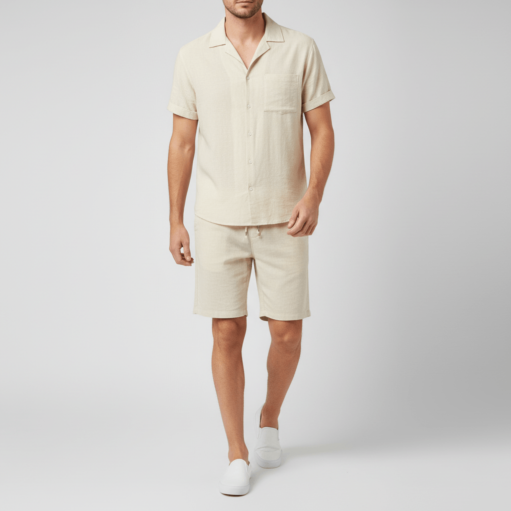Platomer | Kortärmad skjorta och elastiska shorts sommarset