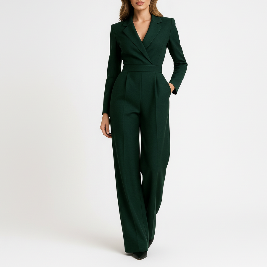 Platomer | Omlottdesign jumpsuit med långa ärmar