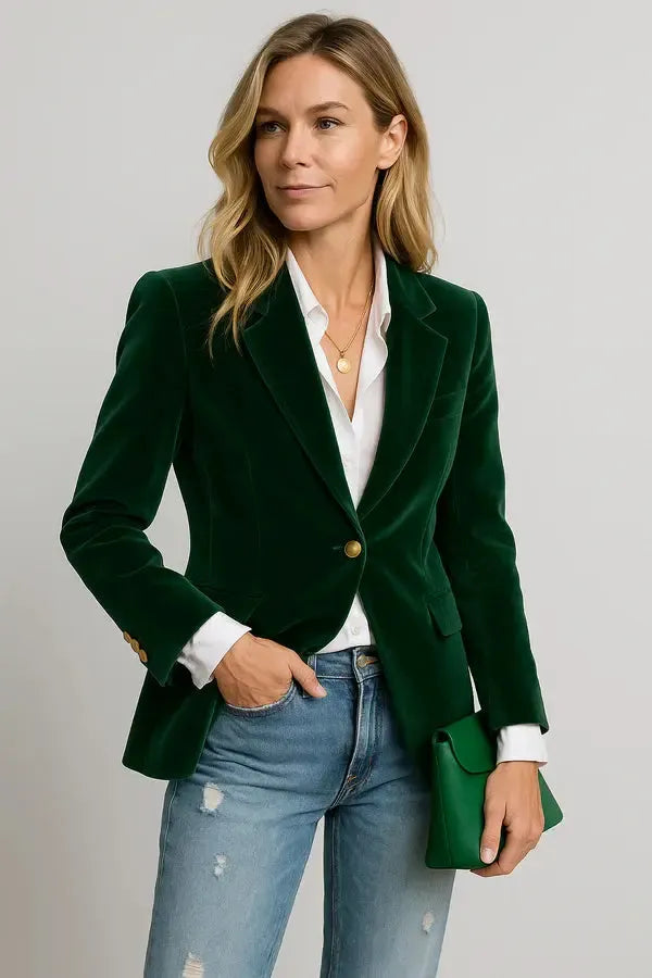 Platomer | Sammet blazer med guldknappar