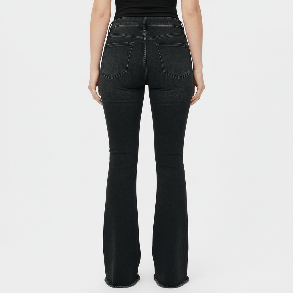 Platomer | Utsvängda jeans med patchwork-accenter