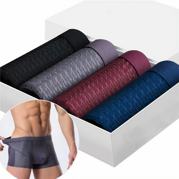Boxershorts herr 10-pack i bambu, mjuka andningsbara kalsonger för vardag och träning - 4x Svart + 2x Blå + 2x Röd + 2x Grå