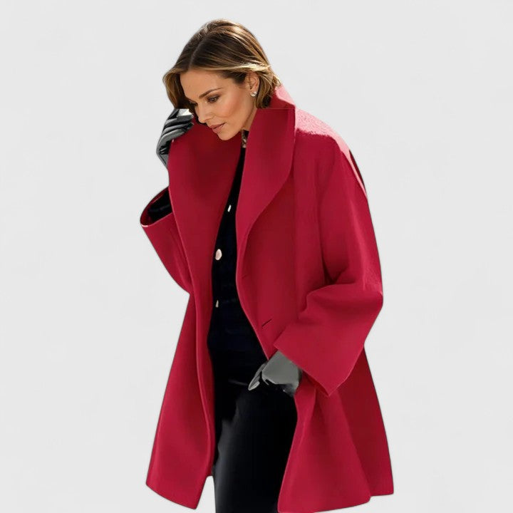 Elegant kappa för dam med hög krage, oversize passform till höst och vinter - Röd