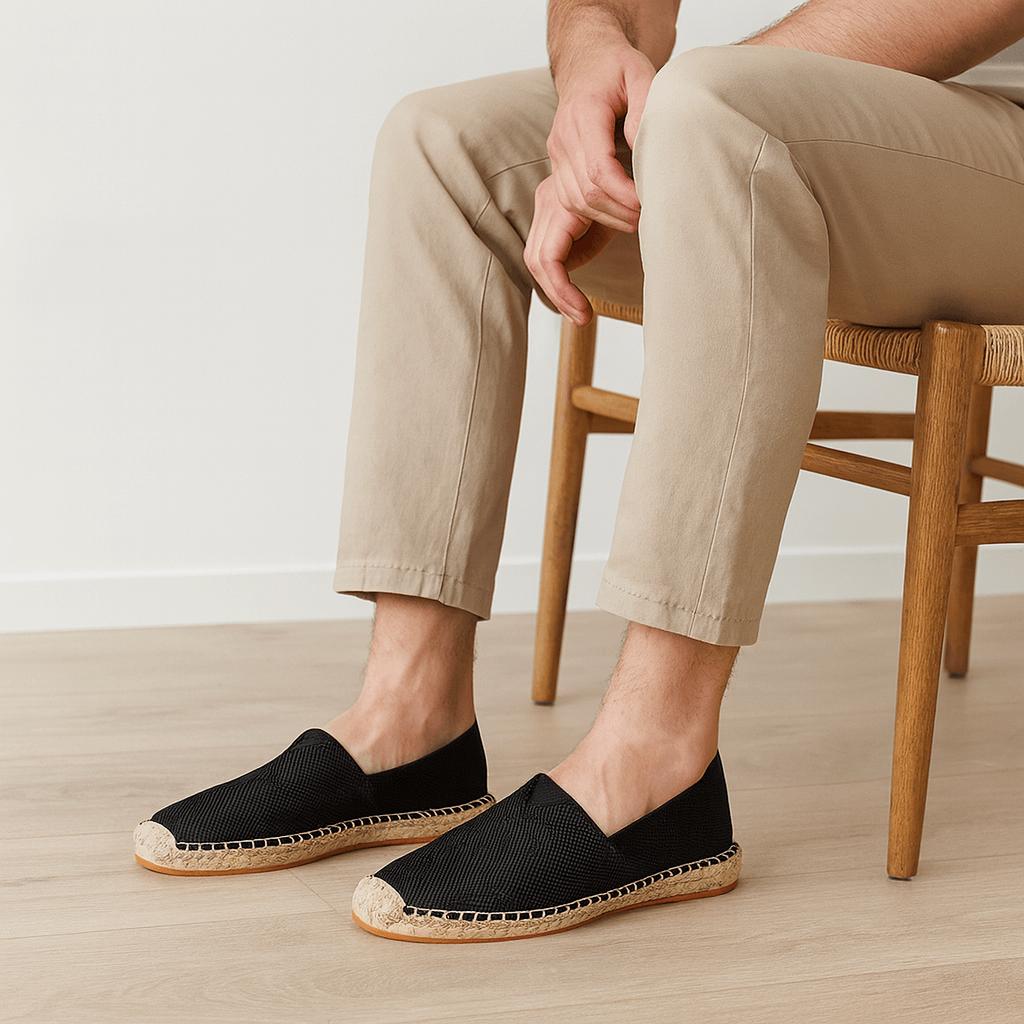 Espadriller för herr, lätta slip on skor för sommaren och vardag - Svart