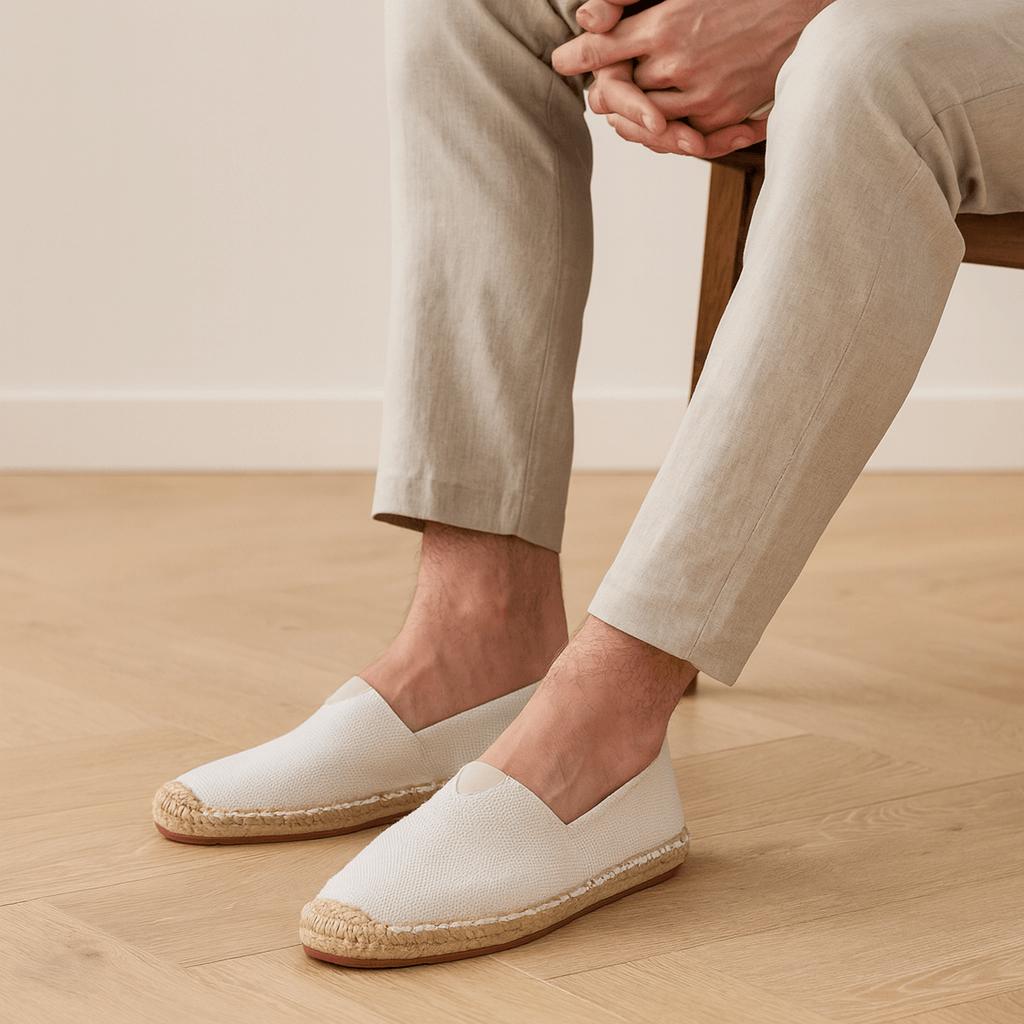 Espadriller för herr, lätta slip on skor för sommaren och vardag - Vit