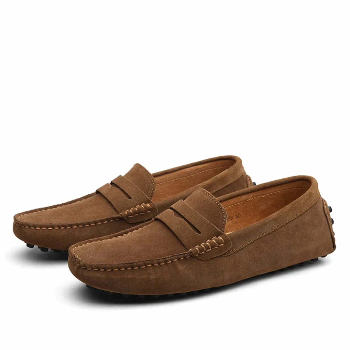 Loafers herr i mocka, penny loafers slip-on utan snörning - mockasiner herr - Brun