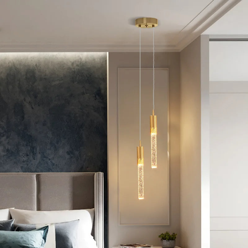 Pendellampa i glas, cylinderformad LED över matbord, till matsal och vardagsrum - taklampa hängande - view 7