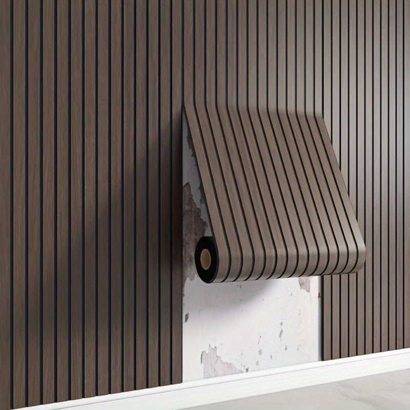 Självhäftande 3D väggpanel inomhus i PVC med trälook, till vardagsrum och sovrum - Mörkbrun