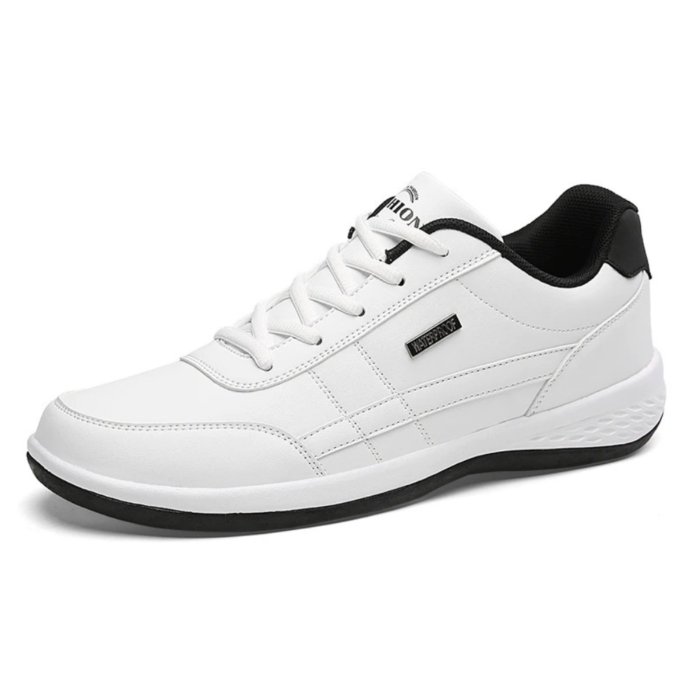 Skinnsneakers för herr med snörning, bekväma sneakers till vardags - Vit
