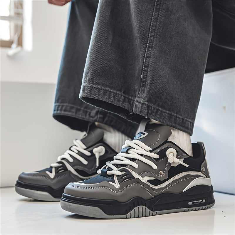 Sneakers herr med geometriskt mönster, låga och snörade, för stan och sport - snygga herrskor - view 4