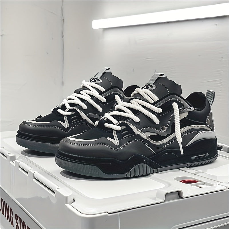 Sneakers herr med geometriskt mönster, låga och snörade, för stan och sport - snygga herrskor - view 9