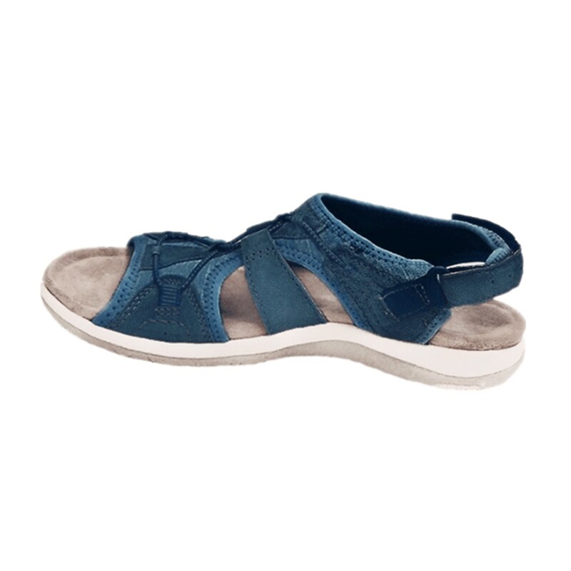 Sommarsandaler dam med kardborreband, sköna och sportiga sandaler med öppen tå till sommaren - Marinblå