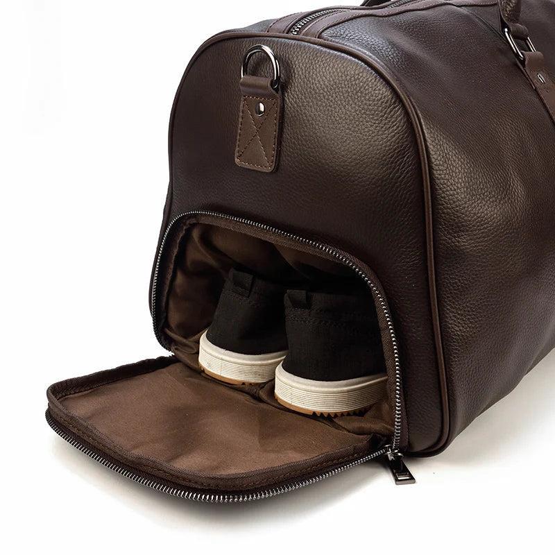Weekendbag i skinn för herr med justerbar axelrem, rymlig resebag till helgresan och affärsresan - view 5