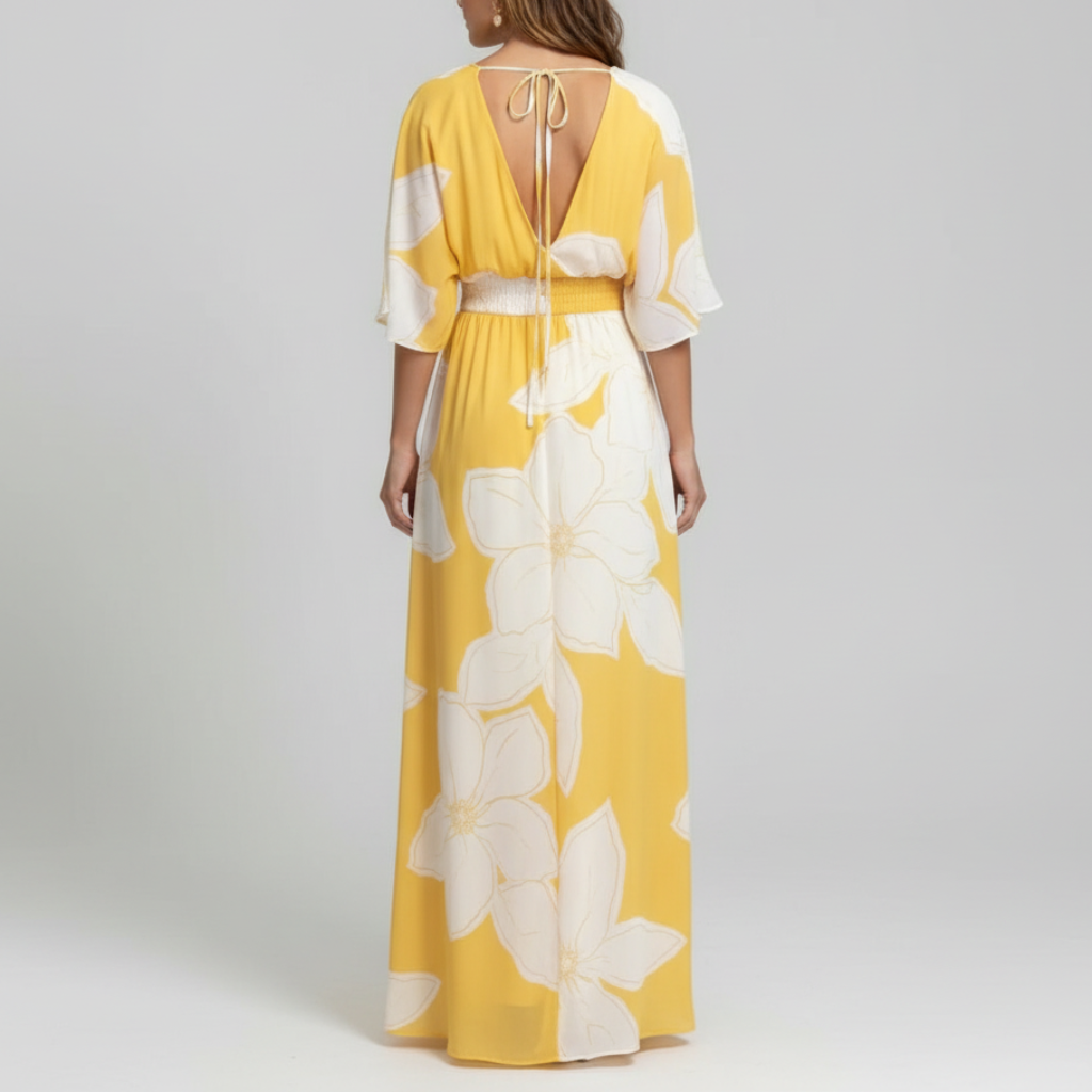 Blommig maxiklänning med smickrande passform