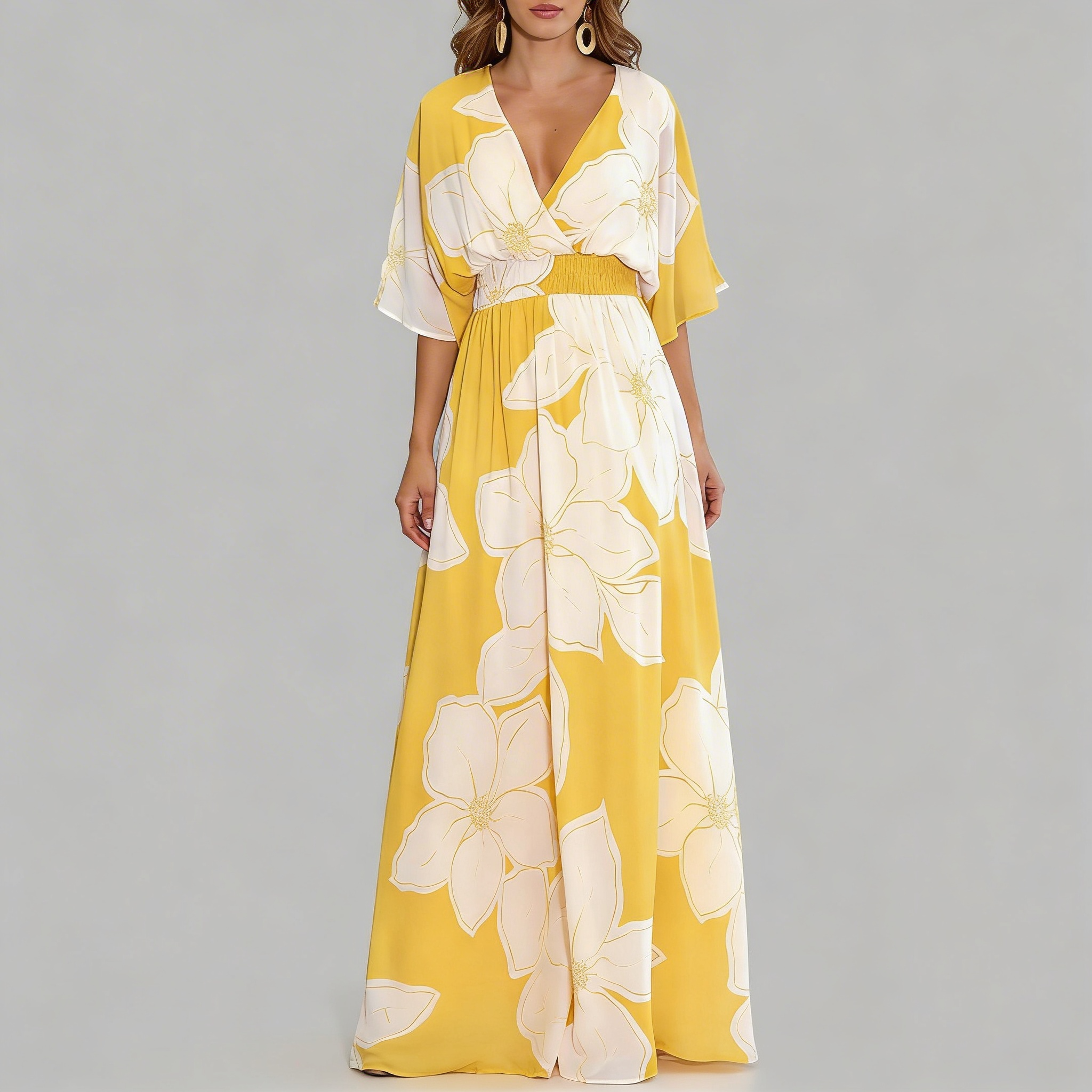 Blommig maxiklänning med smickrande passform