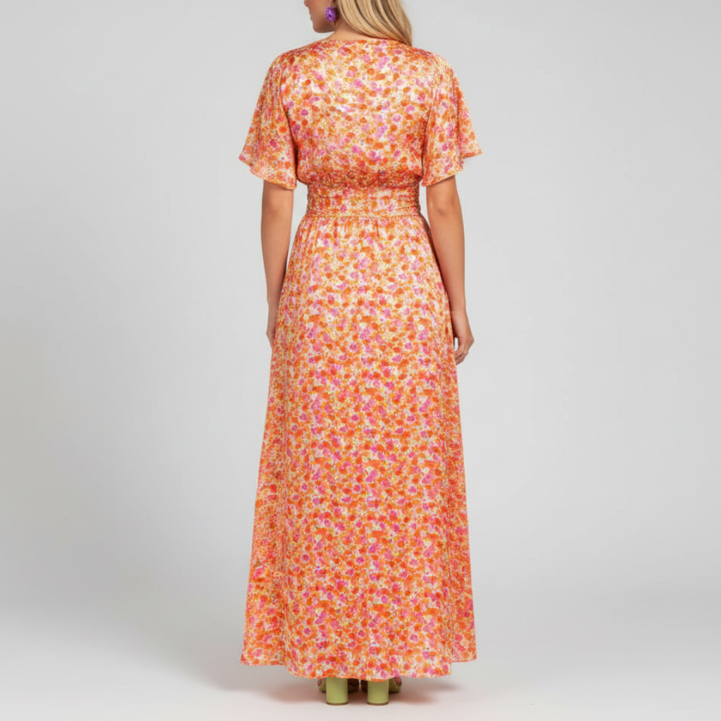 Platomer | Blommönstrad maxiklänning med djup V-ringning
