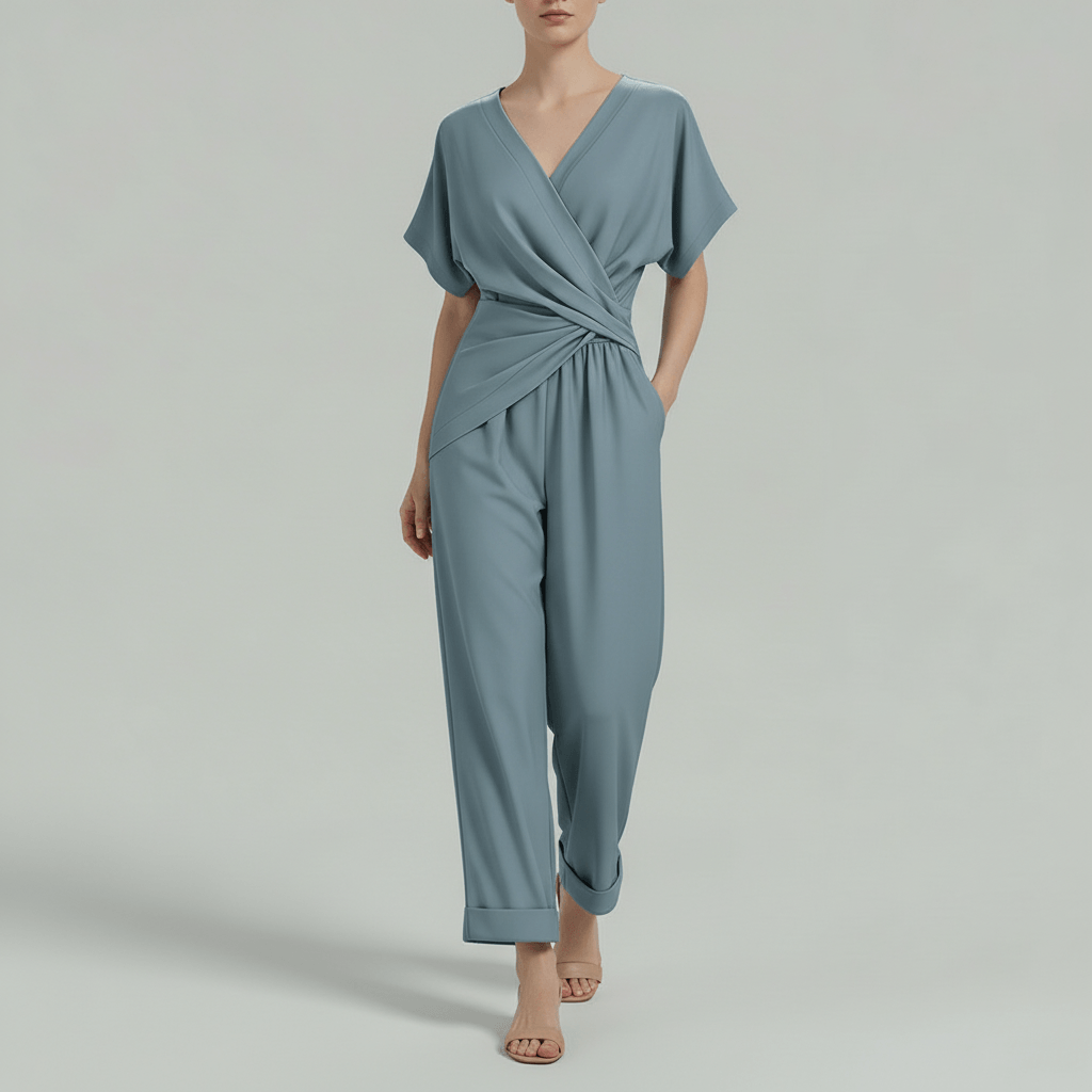 Platomer | Draperad klänning med V-ringning och sidofickor