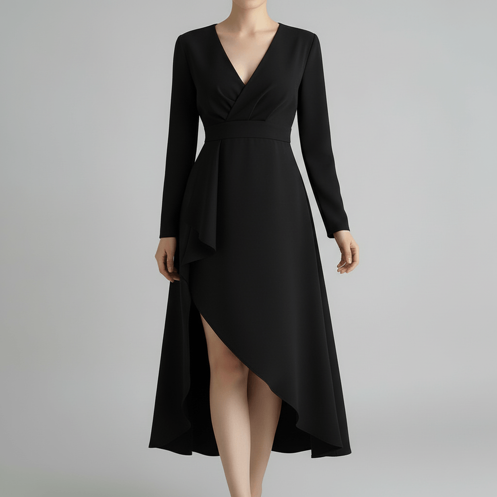 Platomer | Elegant midiklänning med paljetterade ärmar