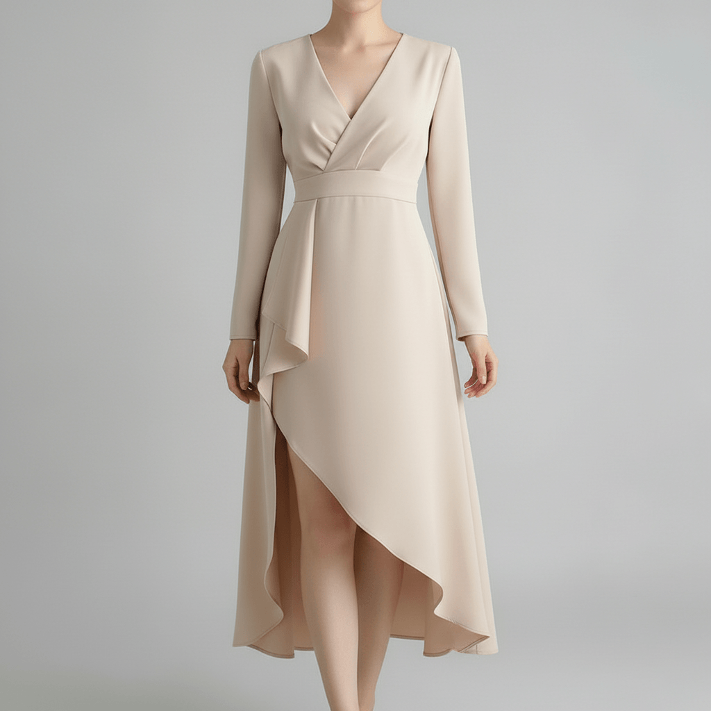 Platomer | Elegant midiklänning med paljetterade ärmar