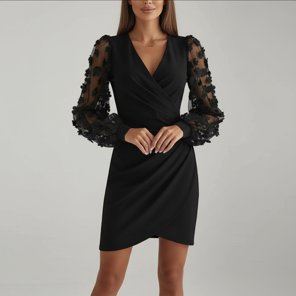 Platomer | Elegant omlottklänning med långa ärmar