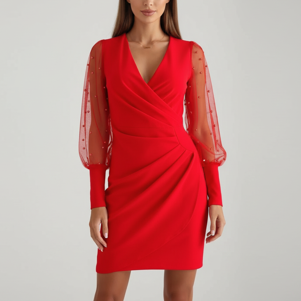 Platomer | Elegant omlottklänning med långa ärmar