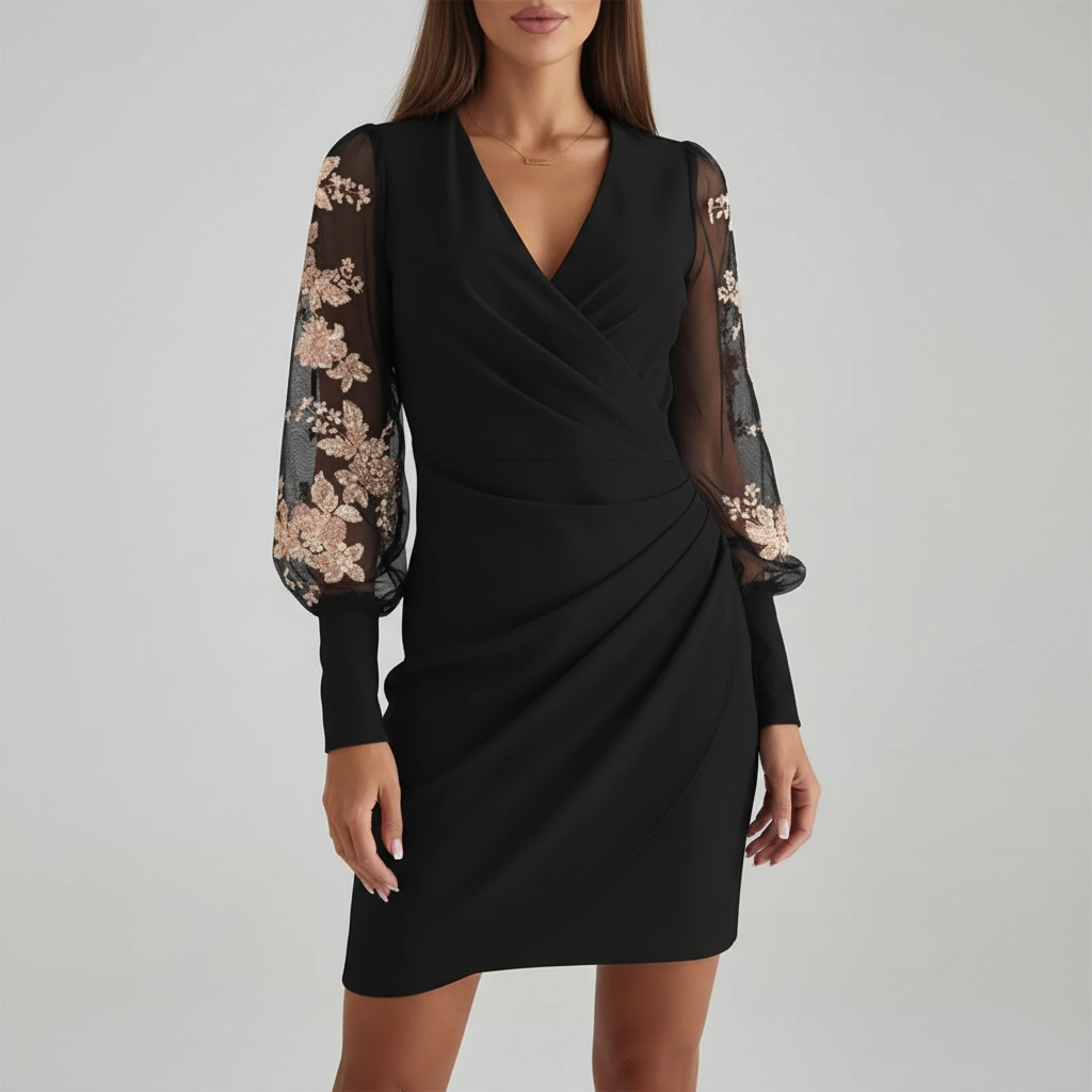 Platomer | Elegant omlottklänning med långa ärmar