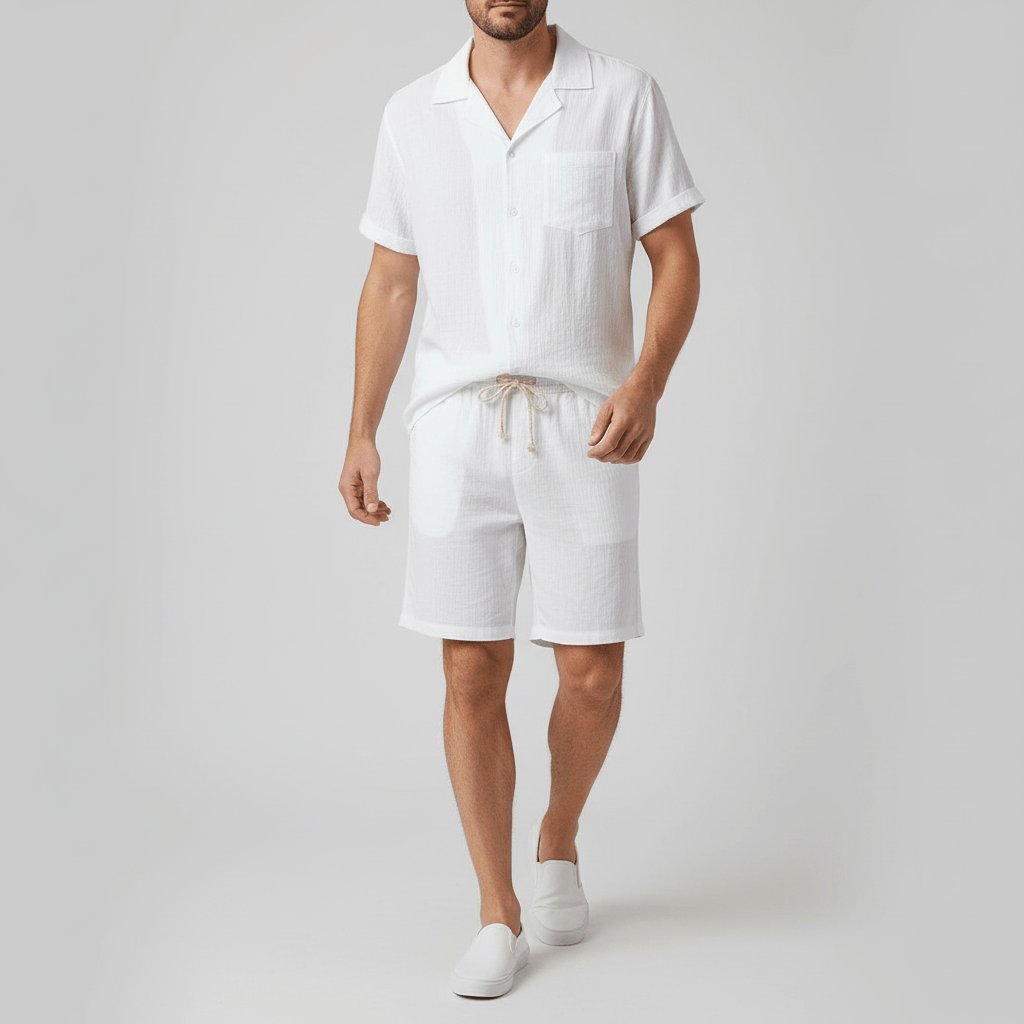 Platomer | Kortärmad skjorta och elastiska shorts sommarset