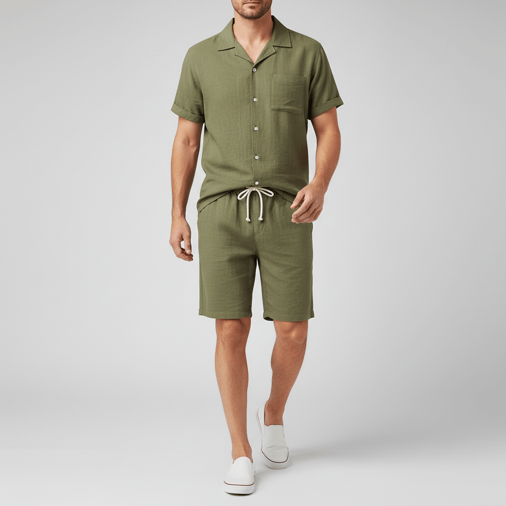 Platomer | Kortärmad skjorta och elastiska shorts sommarset