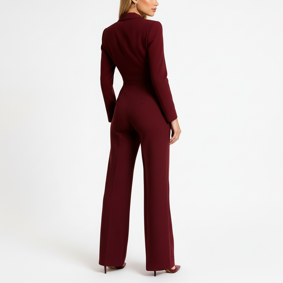 Platomer | Omlottdesign jumpsuit med långa ärmar