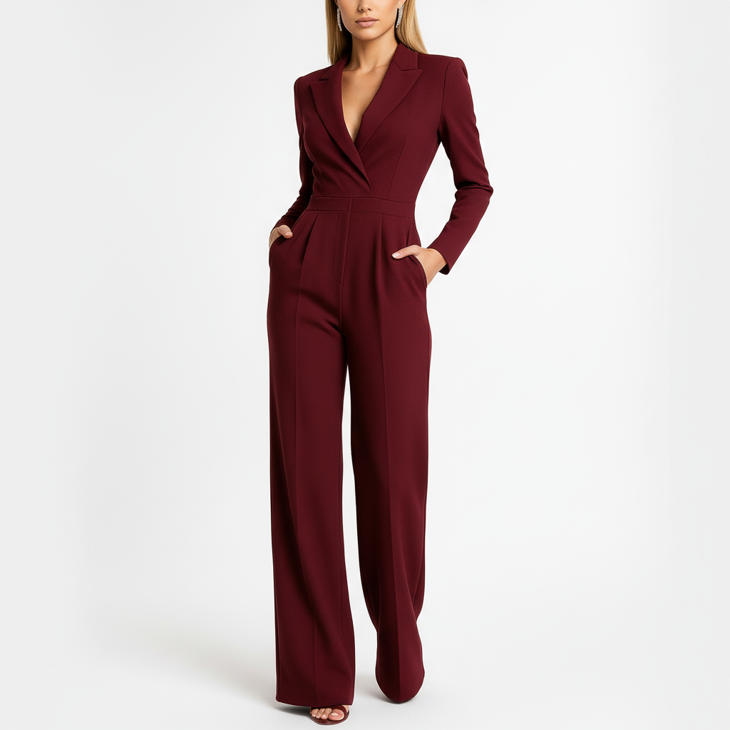 Platomer | Omlottdesign jumpsuit med långa ärmar