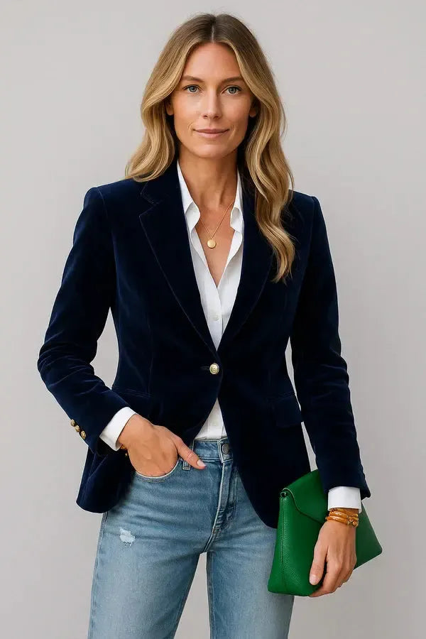 Platomer | Sammet blazer med guldknappar