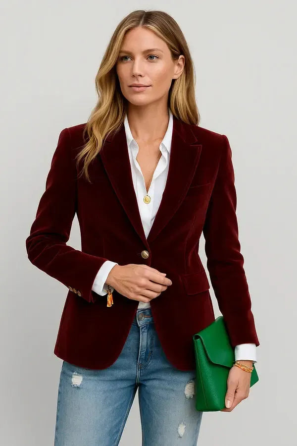 Platomer | Sammet blazer med guldknappar