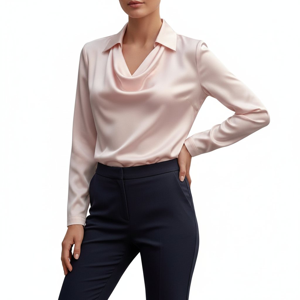 Platomer | Satinblus med sjalkrage