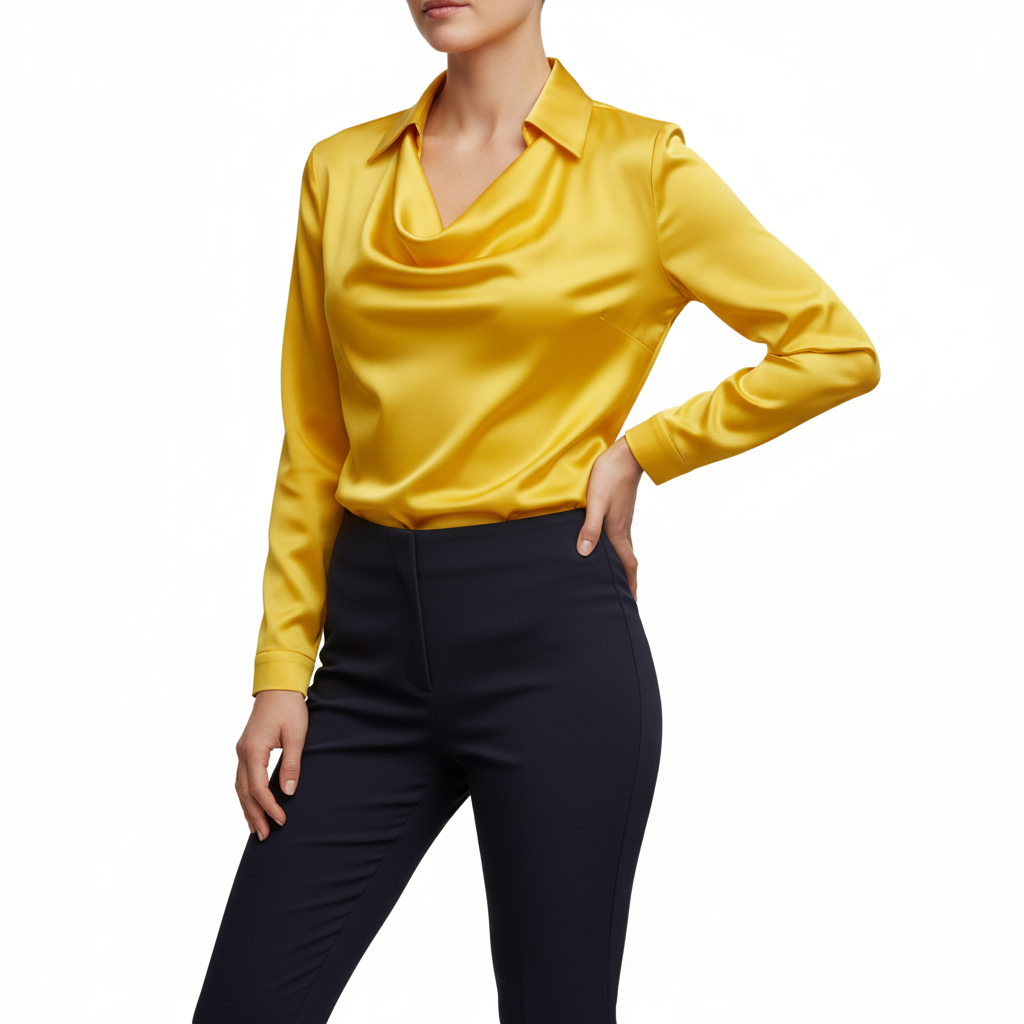 Platomer | Satinblus med sjalkrage