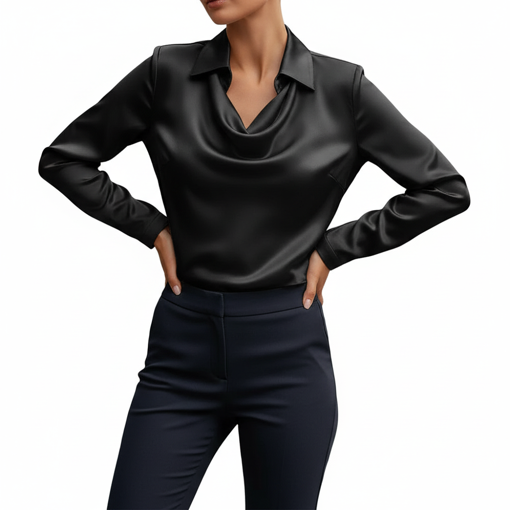 Platomer | Satinblus med sjalkrage