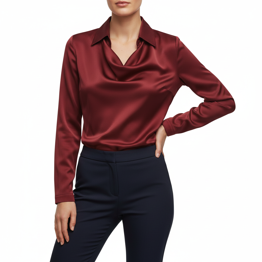 Platomer | Satinblus med sjalkrage