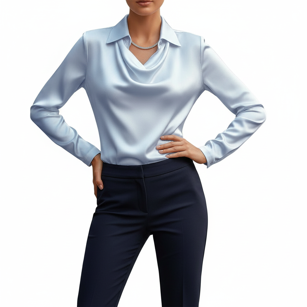 Platomer | Satinblus med sjalkrage