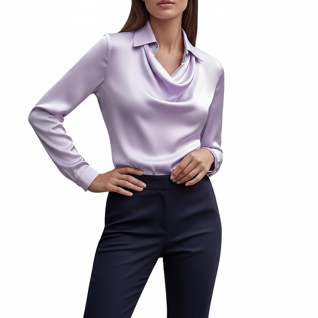 Platomer | Satinblus med sjalkrage