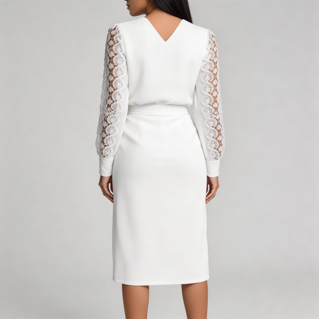 Platomer | Spetsklänning med V-ringning och långa ärmar