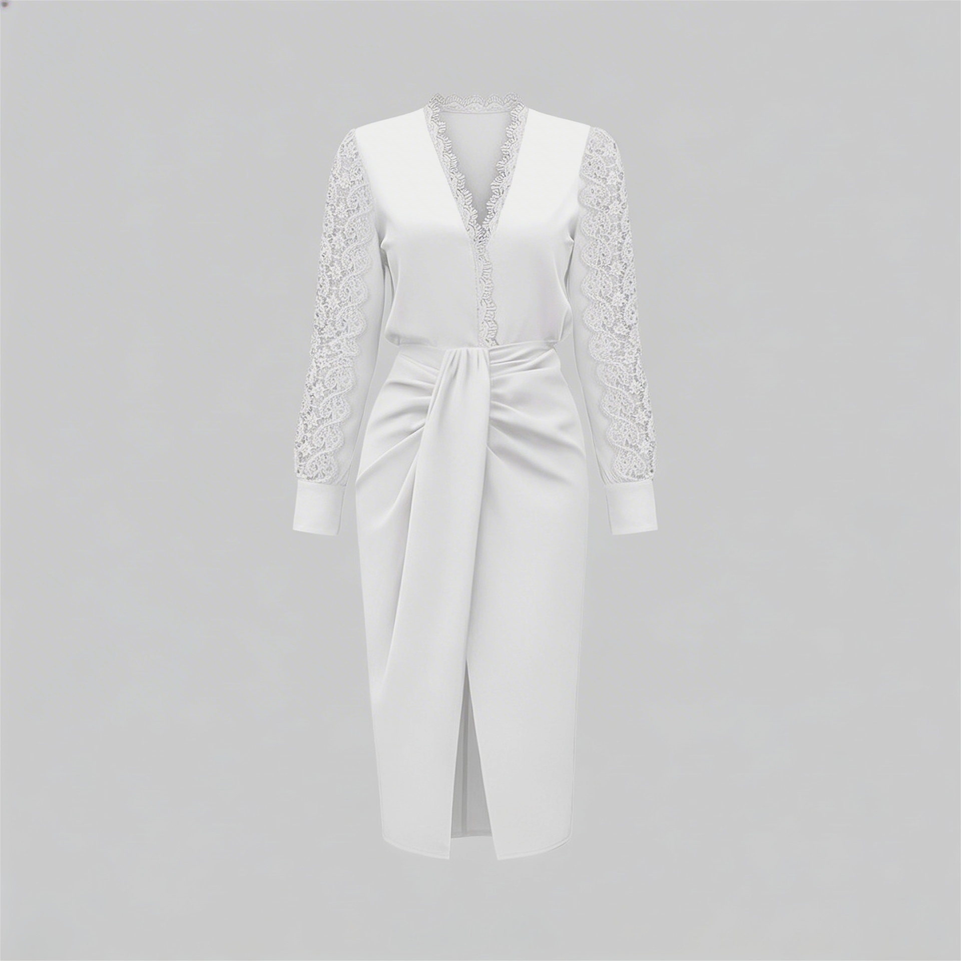 Platomer | Spetsklänning med V-ringning och långa ärmar