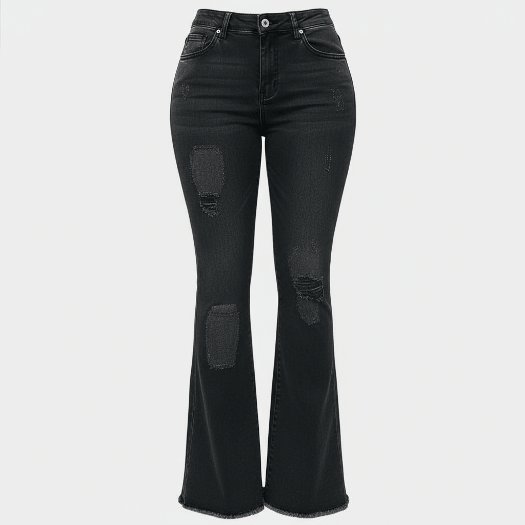 Platomer | Utsvängda jeans med patchwork-accenter
