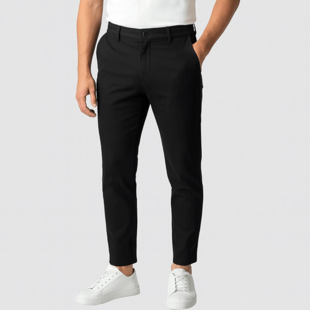 Chinos herr med stretch, smal passform, andningsbara och bekväma - Svart