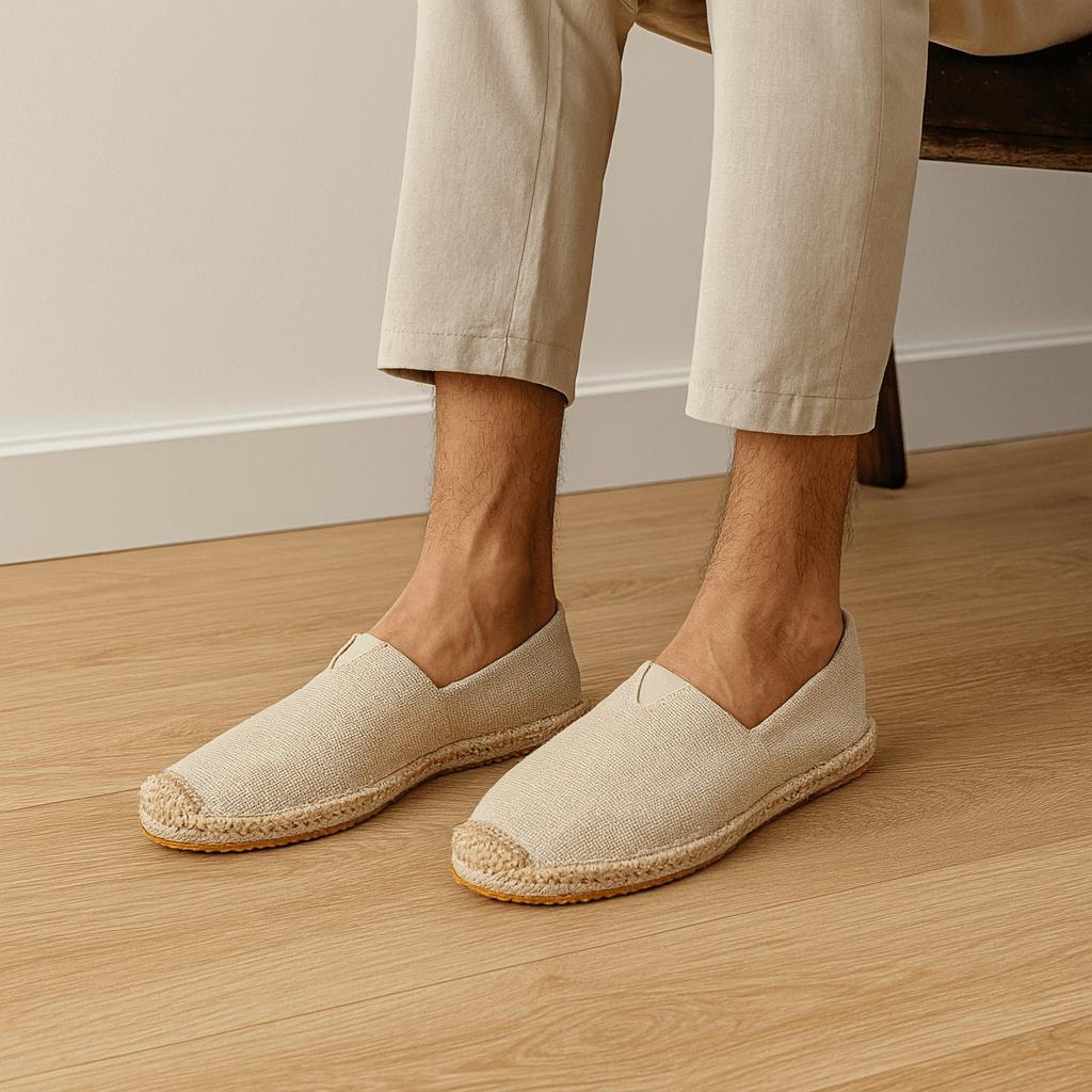 Espadriller för herr, lätta slip on skor för sommaren och vardag - Beige