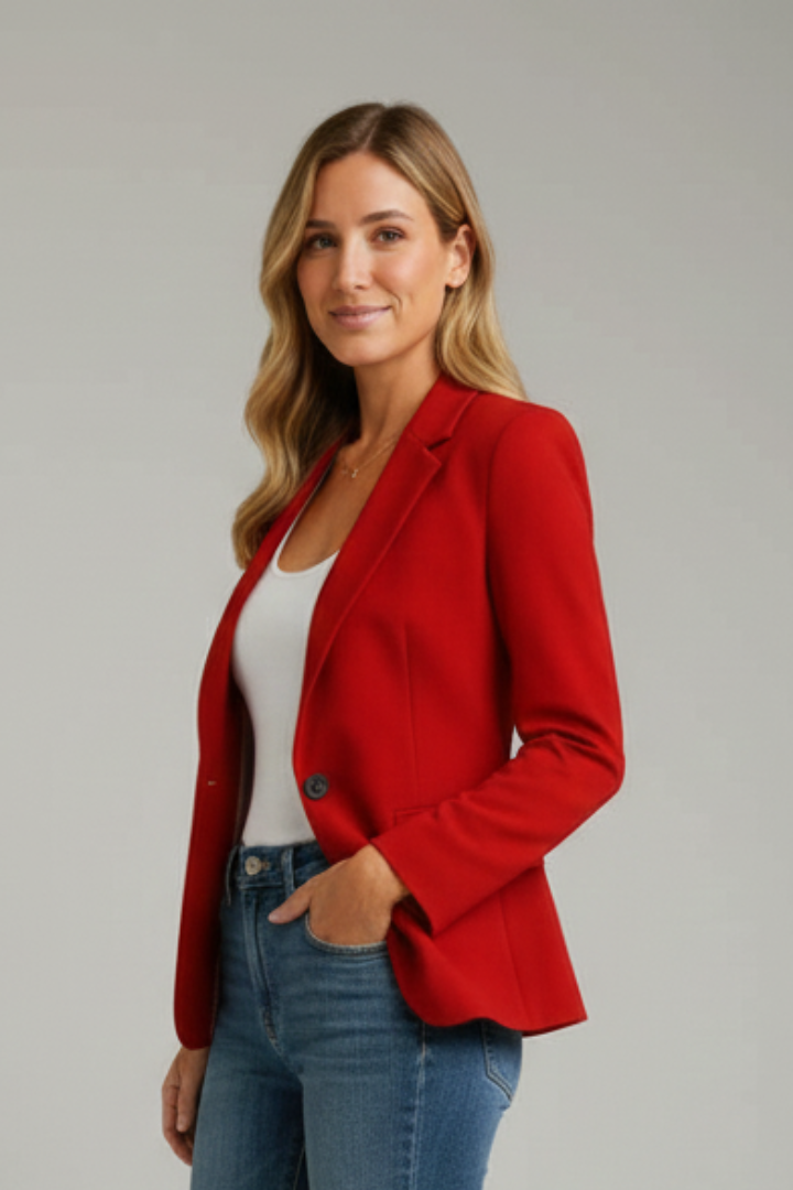 Kavaj dam med klassiskt slag och en knapp, enknäppt blazer till kontoret och festen - view 10