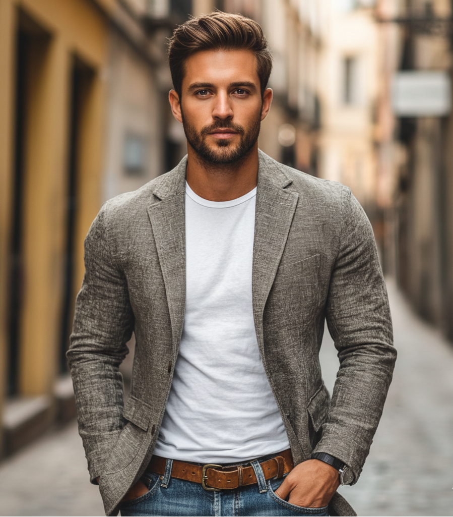 Kavaj herr i bomullsmix med slim fit och reverskrage, till business casual och fest - blazer herr - view 5