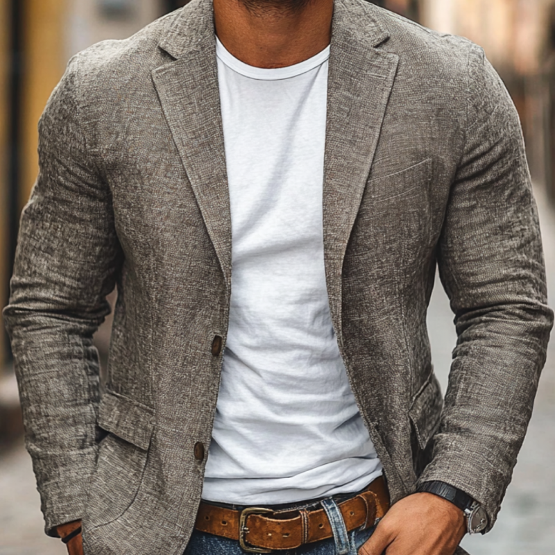 Kavaj herr i bomullsmix med slim fit och reverskrage, till business casual och fest - blazer herr - view 7